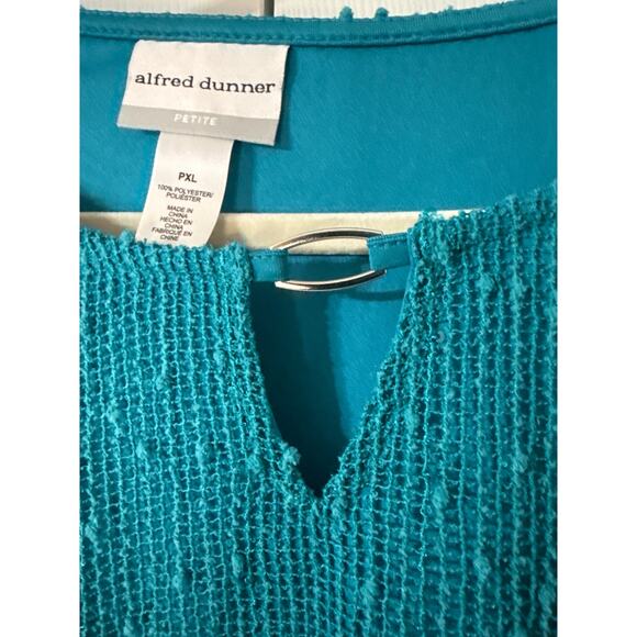 Alfred Dunner Women's Popcorn Knit Blouse Petite XL Turquoise - Picture 3 of 7